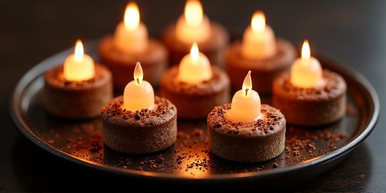 Mocha candle themed dessert platter